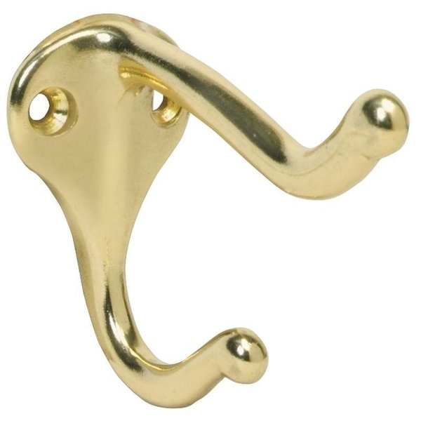 Schlage Coat and Hat Hook, Aluminum, Brass 571A3